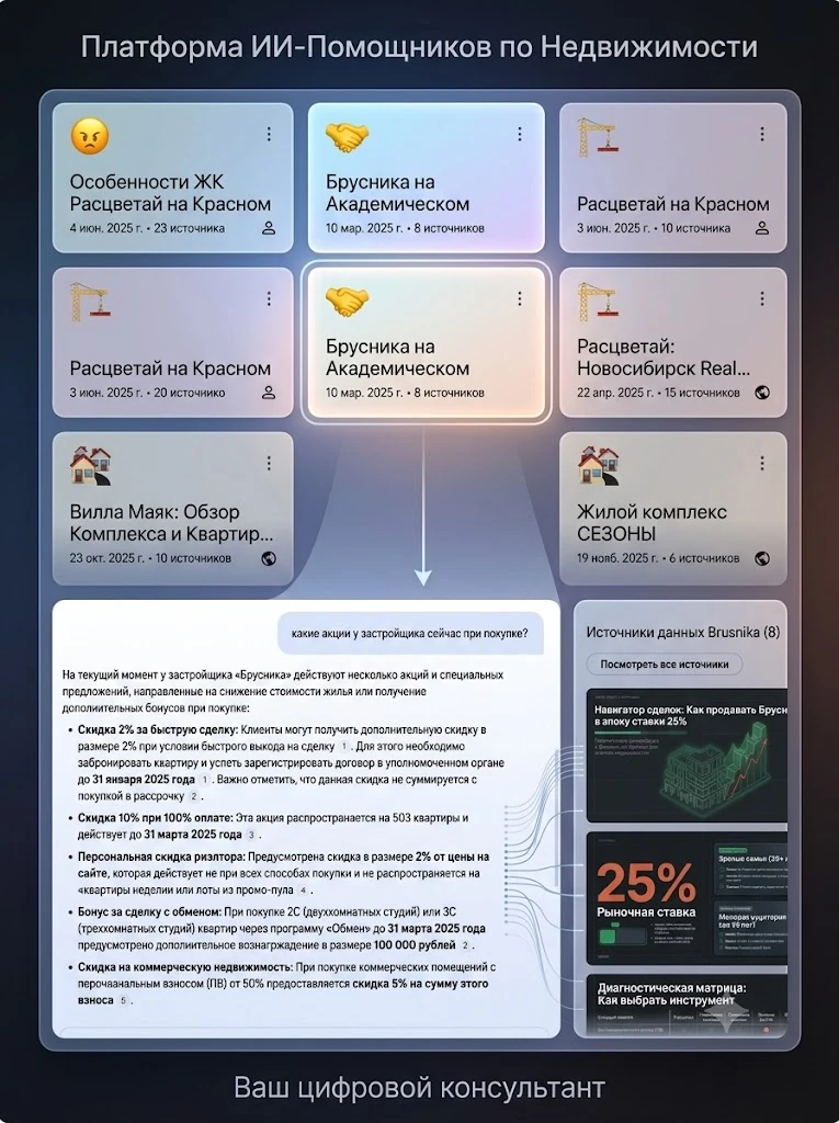 Платформа ИИ-помощников по недвижимости — ответы клиенту по объекту застройщика